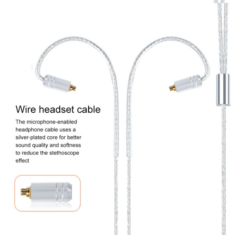 Cable de Auriculares Plateado con Conector MMCX con Micrófono (Plateado)