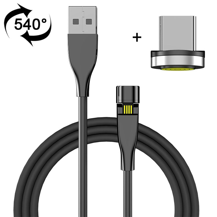 1m USB zu USB-C / Typ-C 540 Grad drehbares magnetisches Ladekabel (Schwarz)