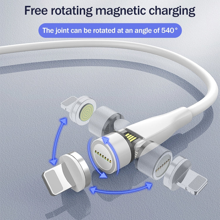 1m USB to USB-C / Type-C 540 Degree Rotatable Magnetic Charging Cable (White)