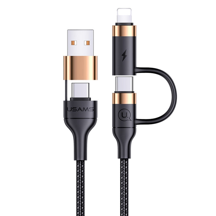 USAMS US-SJ483 U62 PD Fast Charging Multifunction 4 in 1 3A Micro USB &amp; Type C to 8 Pin &amp; Type C Braided Data Cable length: 1.2m