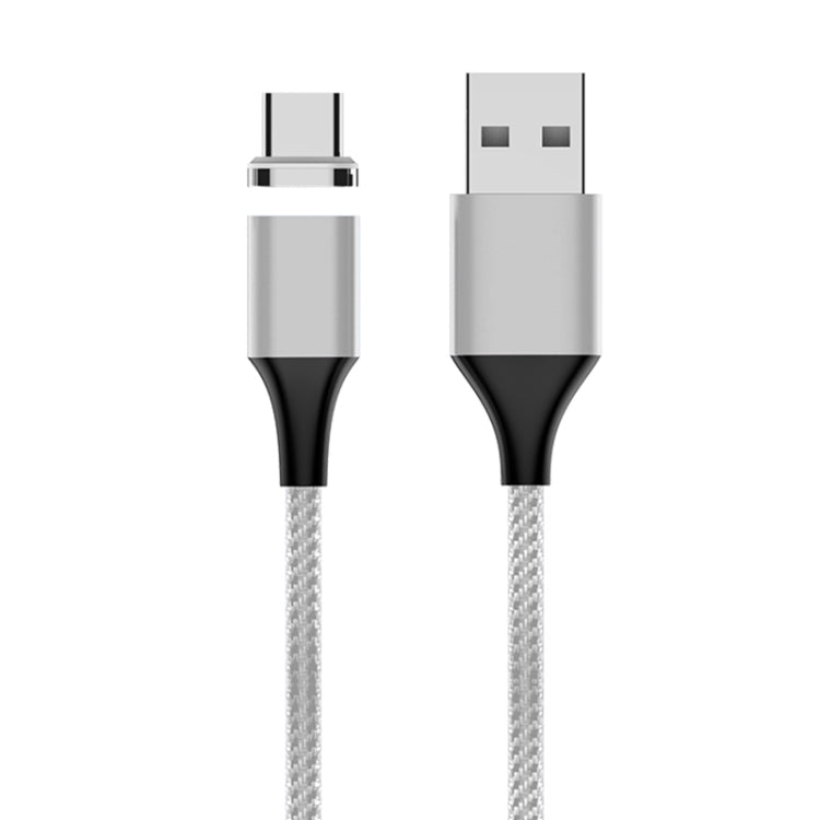 M11 3A USB A USB-C / TYPE-C Nylon Cable de Datos Magnéticos longitud del Cable: 2m (Plata)