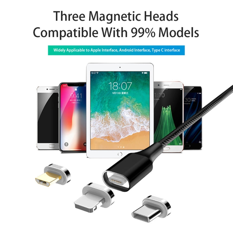 M11 5A USB A USB-C / Type C / Câble de données magnétique tressé en nylon Longueur du câble : 1 m (noir)