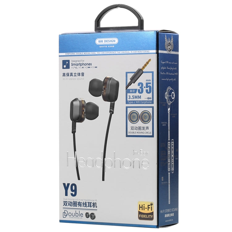 WK Y9 In-Ear 3.5mm Dual Moving Coil HiFi Stereo Wired Earphone (Black)