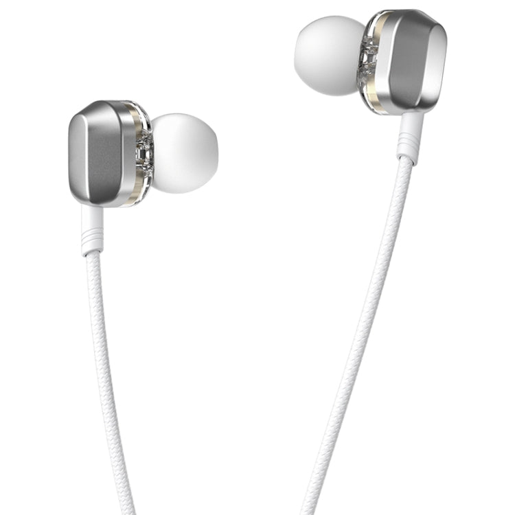 WK Y9 3.5mm Dual Moving Coil HiFi Stereo Wired Stereo Earphone (White)