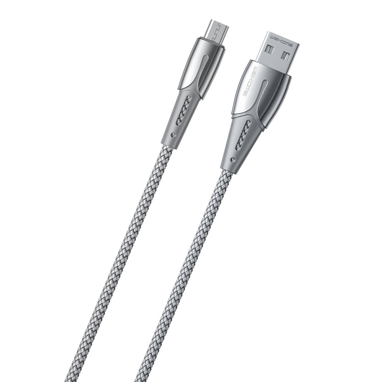 WK WDC-085 3A Micro USB Goldsim Aluminum Alloy Charging Cable Length: 1.2m (Silver)