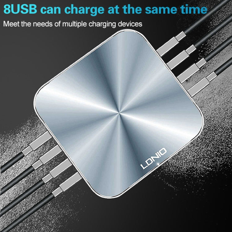 LDNIO A8101 8 Puertos USB QC3.0 Cargador de Viaje Inteligente Enchufe de la UE (Gris)