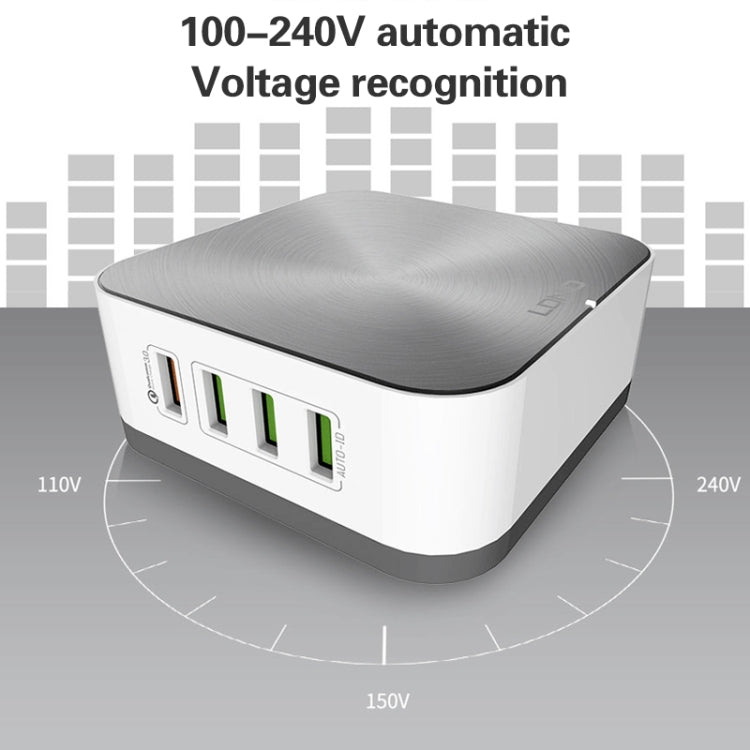 LDNIO A8101 8 ports USB QC3.0 Chargeur de voyage intelligent Prise UE (Gris)