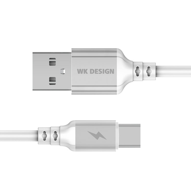 WK WDC-073 1m 2.4A Output Smart Series USB to USB-C / Type-C Auto Cut Data Sync Charging Cable (White)