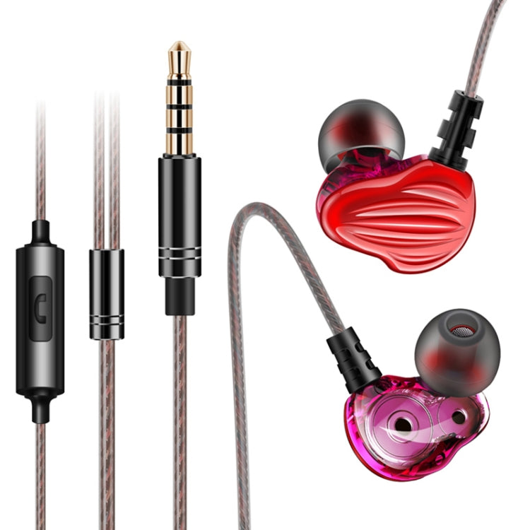 QKZ CK4 HIFI Écouteurs de musique intra-auriculaires à quatre unités (Rouge)