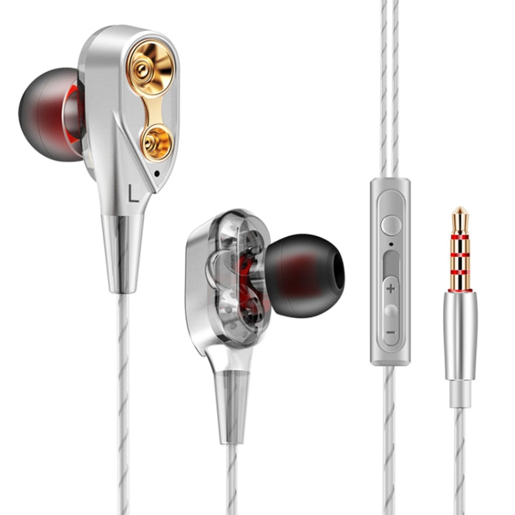 QKZ CK8 HiFi In-ear Four-unit Music Sports Headphones (Silver)