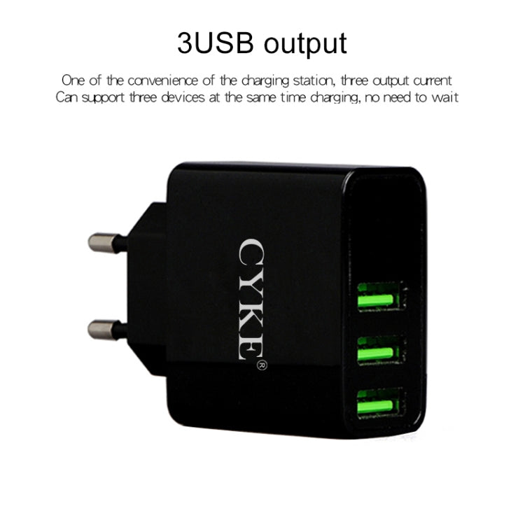 CYKE HKL-USB32 5V 3A 3 ports USB chargeur mural chargeur de voyage ave