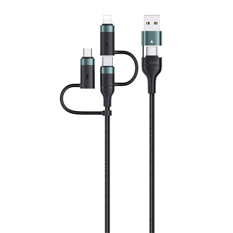 USAMS S-SJ547 U62 USB + Tipo-C / USB-C TOTYPE-C / USB-C + 8 PIN + Micro aleación de Aluminio PD Cable de Carga Rápida longitud: 1.2m (verde)