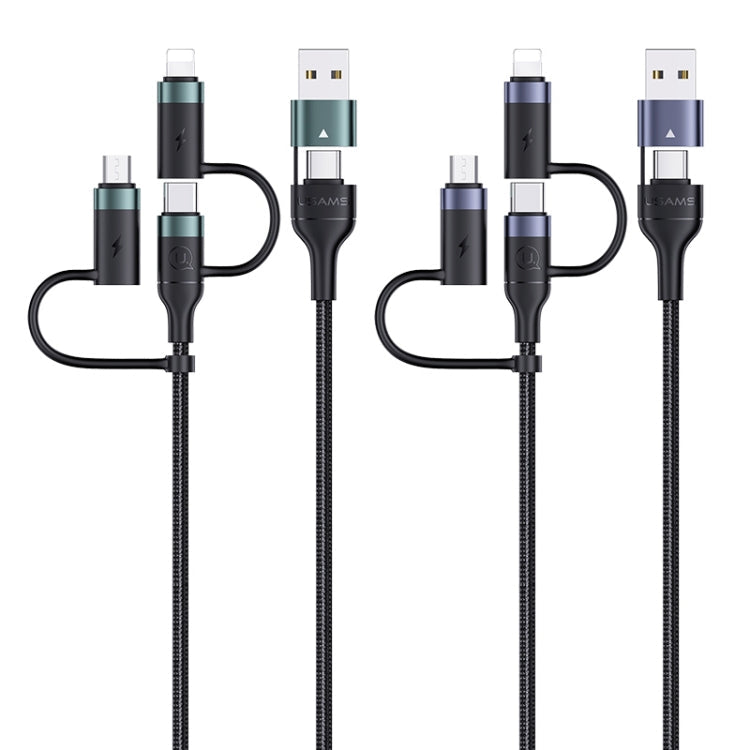 USAMS S-SJ547 U62 USB + Type-C / USB-C TOTYPE-C / USB-C + 8 BROCHES + Micro Alliage d'Aluminium PD Câble de Charge Rapide Longueur : 1,2 m (Vert)