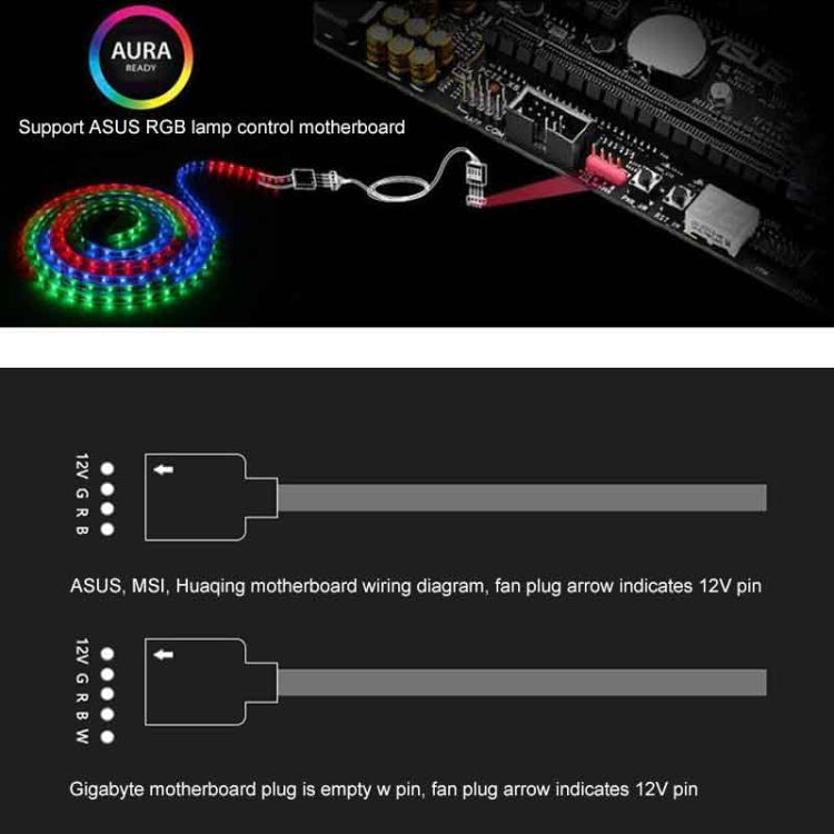 3 PIN 5V Placa Base Aura RGB PC Cable de extensión de enfriamiento Para Asus Longitud: 50cm (Negro)
