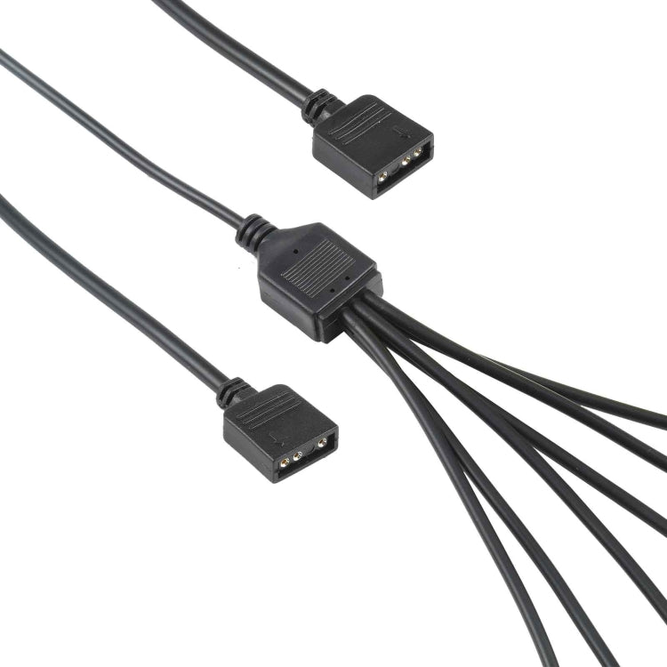 Cable de extensión de enfriamiento de 3 pines 5V 1 a 6 Cable de extensión de enfriamiento de PC Aura RGB Para Asus (Negro)