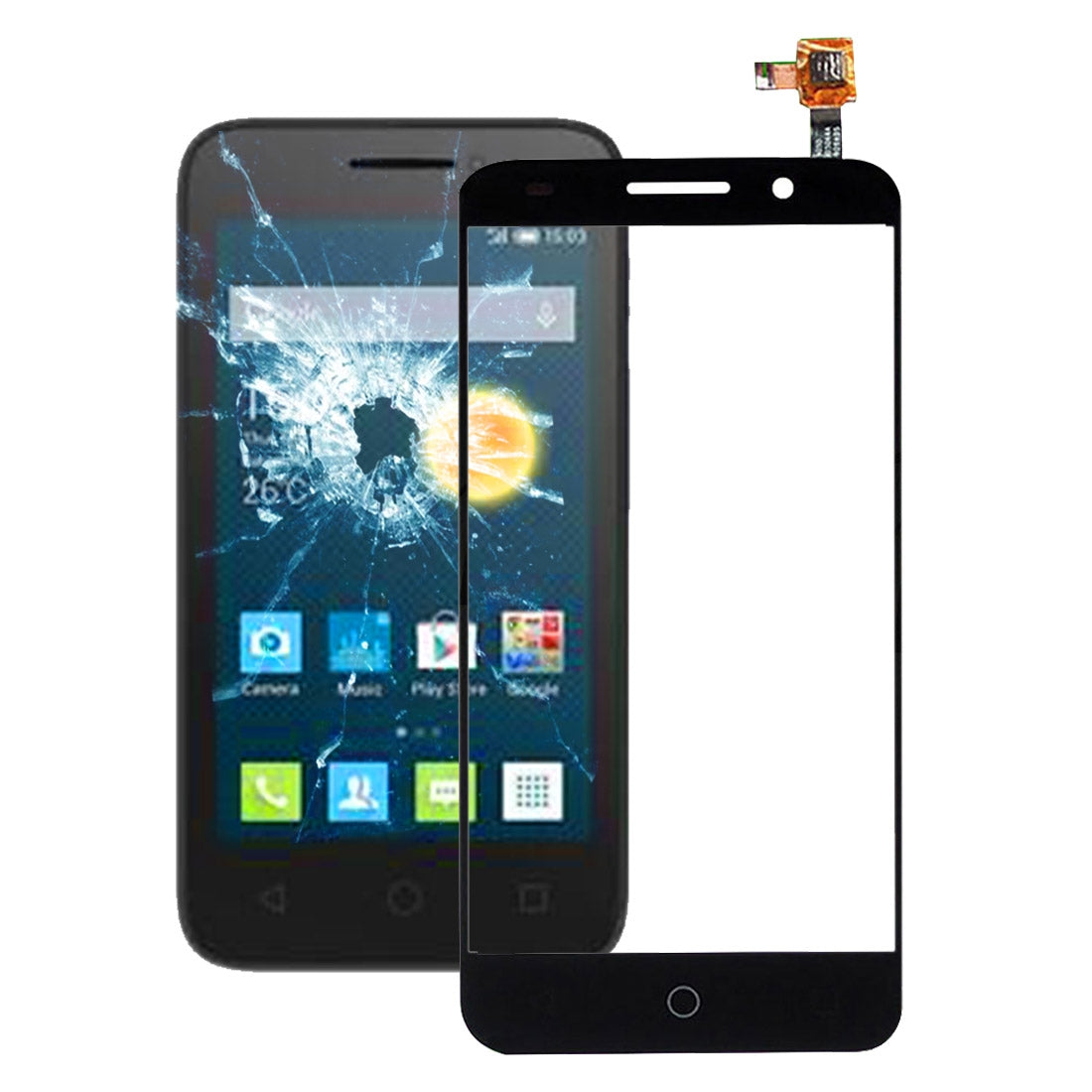 Vitre Tactile Digitizer Alcatel One Touch Pixi 3 5.0 (Version 3G) Noir