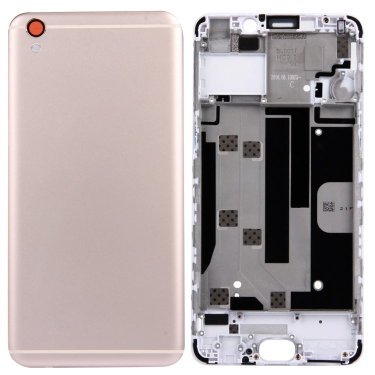 Tapa de Batería Oppo R9 Plus + Carcasa Frontal Placa de Bisel de Marco LCD (dorado)