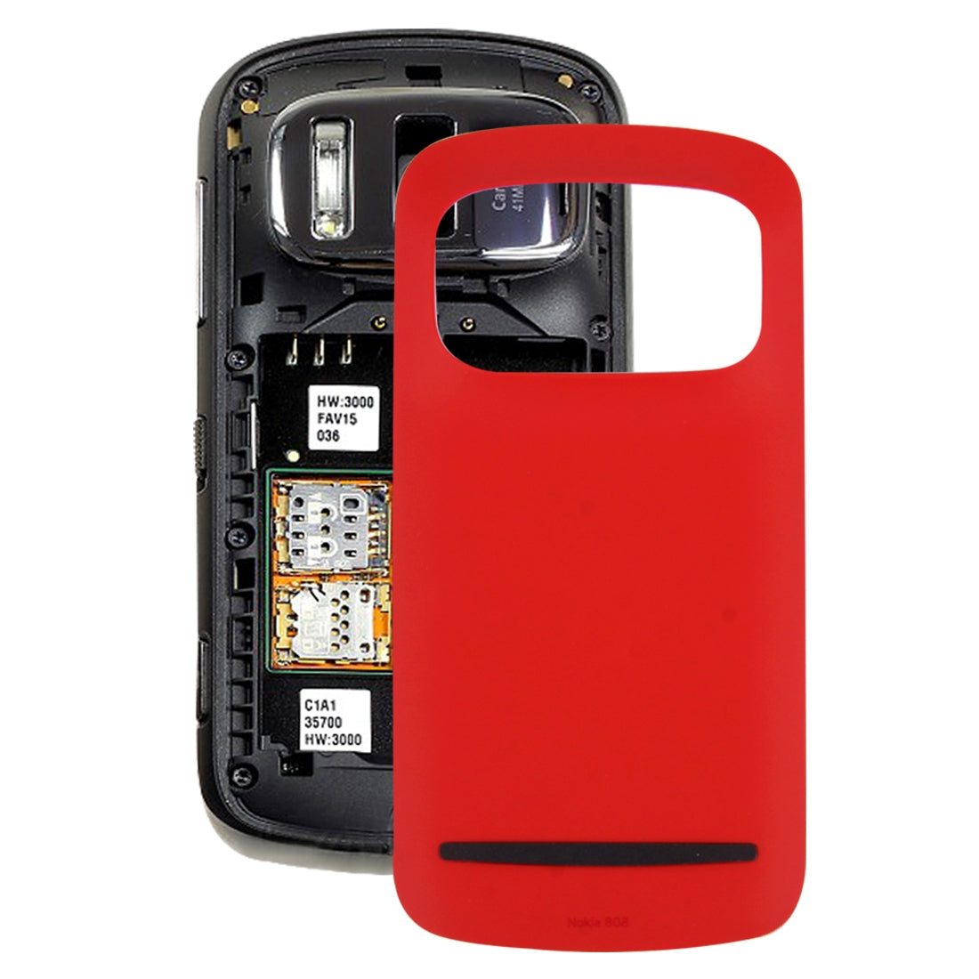Cache Batterie Coque Arrière Nokia 808 Rouge