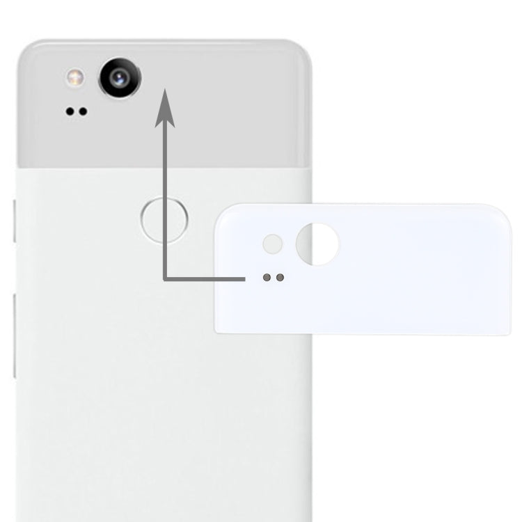 Couvercle de batterie Google Pixel 2 Couvercle supérieur de l'objectif en verre (Blanc)