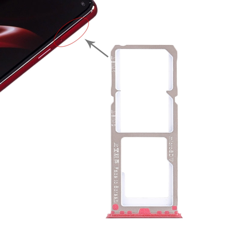 2 x SIM Card Tray + Micro SD Card Tray for Oppo A3 (Red)