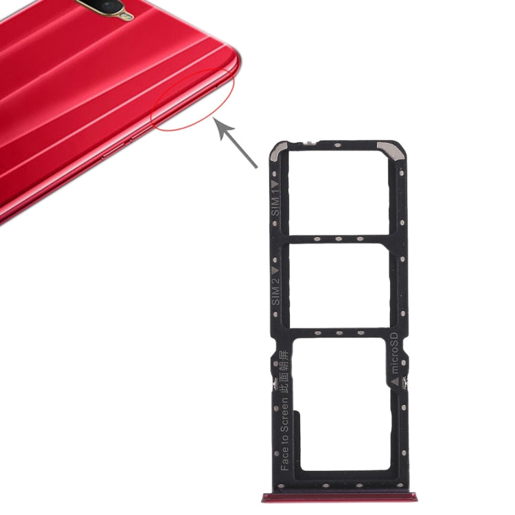 2 x plateau de carte SIM + plateau de carte Micro SD pour Oppo K1 (rouge)