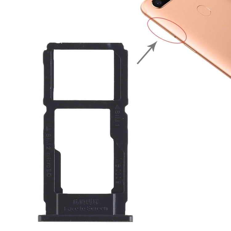 SIM Card Tray + SIM Card Tray / Micro SD Card Tray for Oppo R11s Plus (Black)