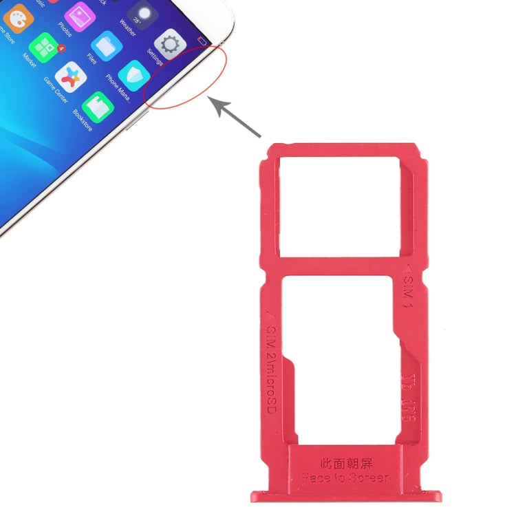 SIM Card Tray + SIM Card Tray / Micro SD Card Tray for Oppo R11 (Red)