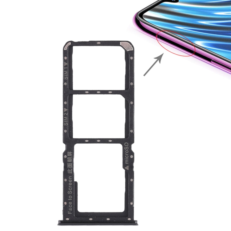 2 x plateau de carte SIM + carte Micro SD pour Oppo A7X / F9 / F9 Pro / Realme 2 Pro (noir)