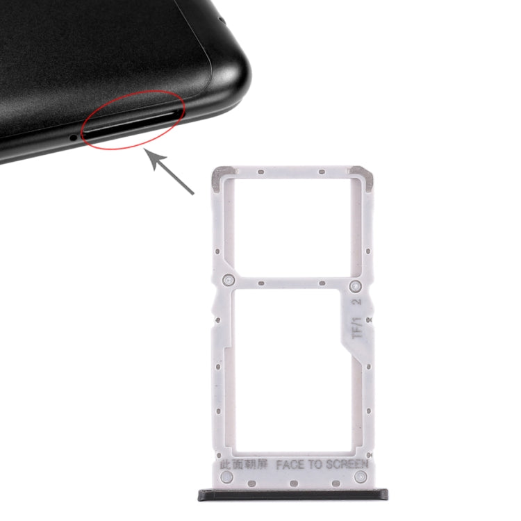 Bandeja de Tarjeta SIM + Bandeja de Tarjeta SIM / Bandeja de Tarjeta Micro SD Para Xiaomi Redmi Note 6 Pro (Negro)