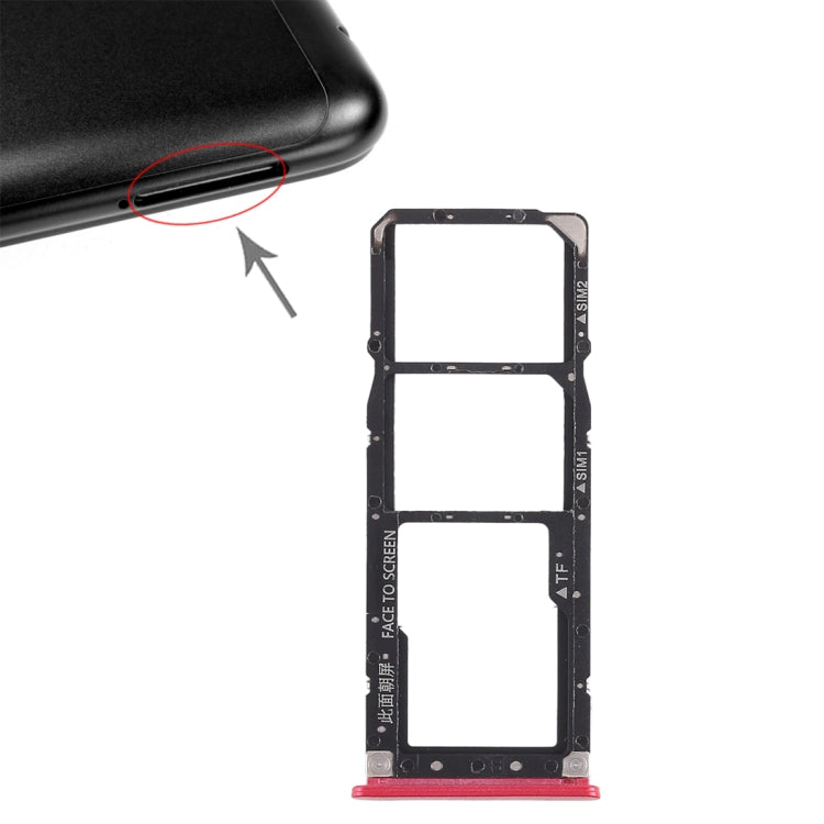 2 x SIM Card Tray + Micro SD Card Tray for Xiaomi Redmi 6 Pro (Red)