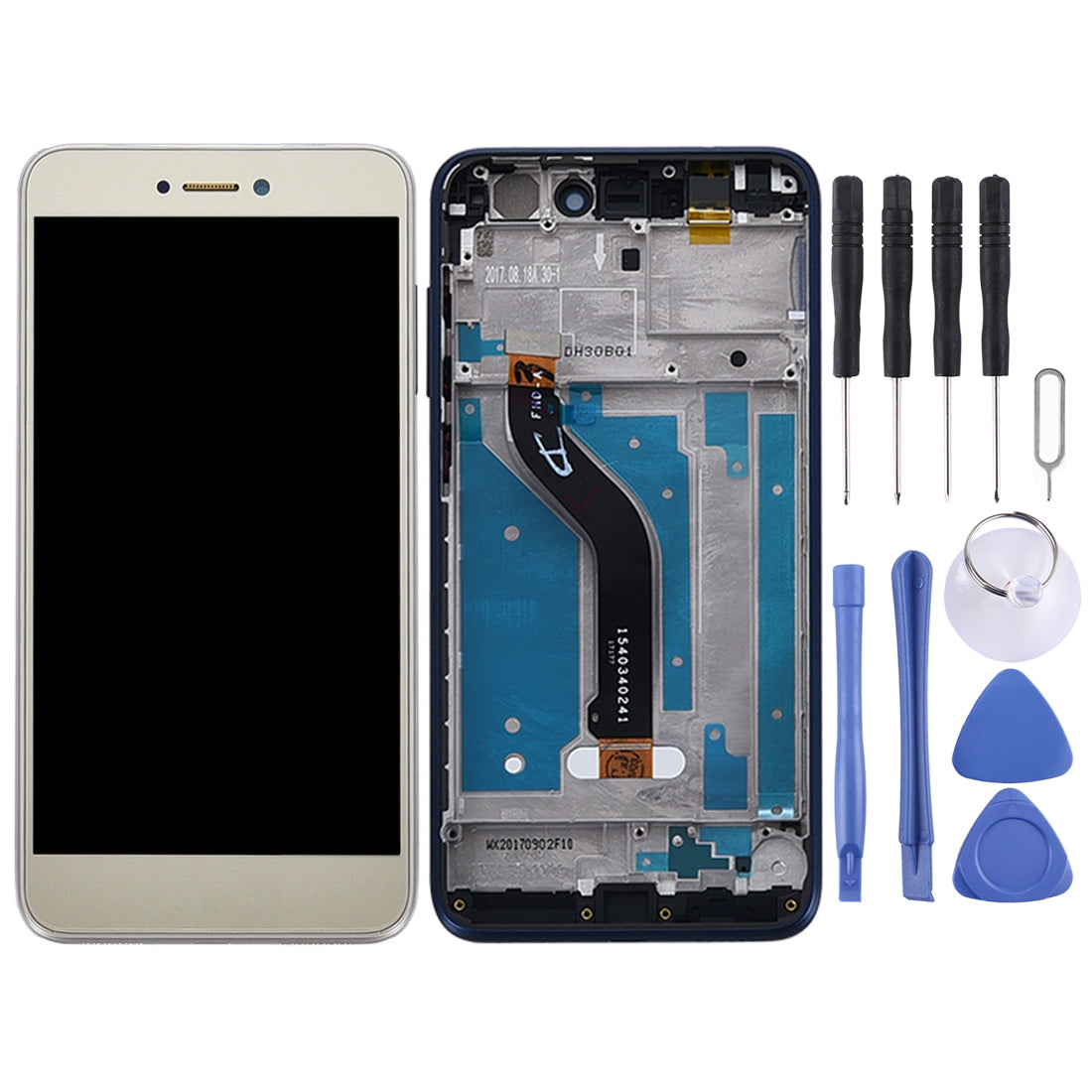 Ecran complet LCD + Tactile + Châssis Huawei P8 Lite (2017) Or