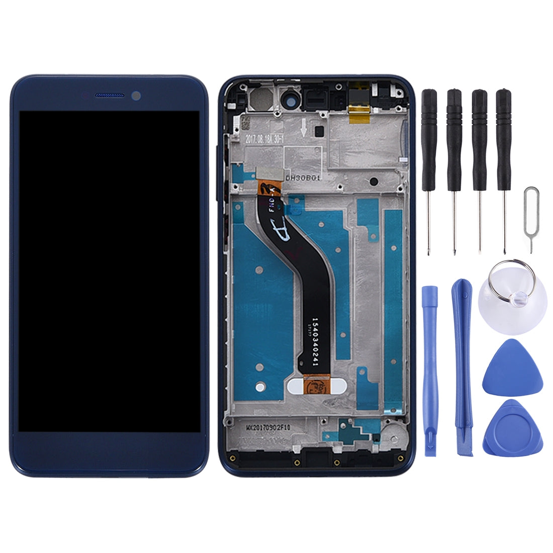 Ecran complet LCD + Tactile + Châssis Huawei P8 Lite (2017) Bleu