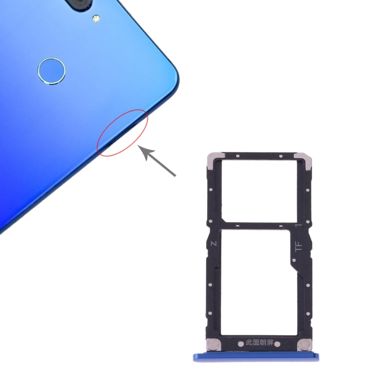 SIM Card Tray + SIM Card / Micro SD Card for Xiaomi MI 8 Lite (Blue)
