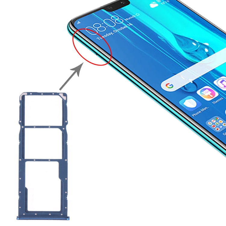 Bandeja Tarjeta SIM + Bandeja Tarjeta SIM + Bandeja Tarjeta Micro SD Para Huawei Y9 (2019) (Azul)