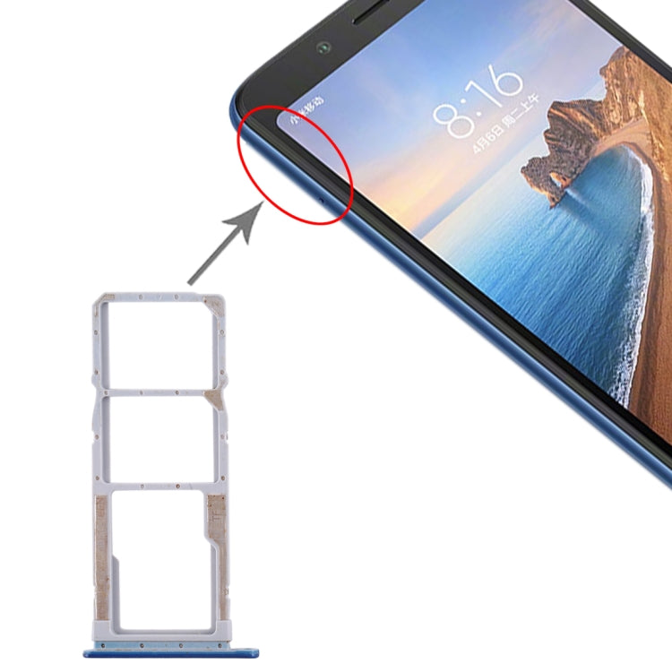 Bandeja Tarjeta SIM + Bandeja Tarjeta SIM + Bandeja Tarjeta Micro SD Para Xiaomi Redmi 7A (Azul Oscuro)