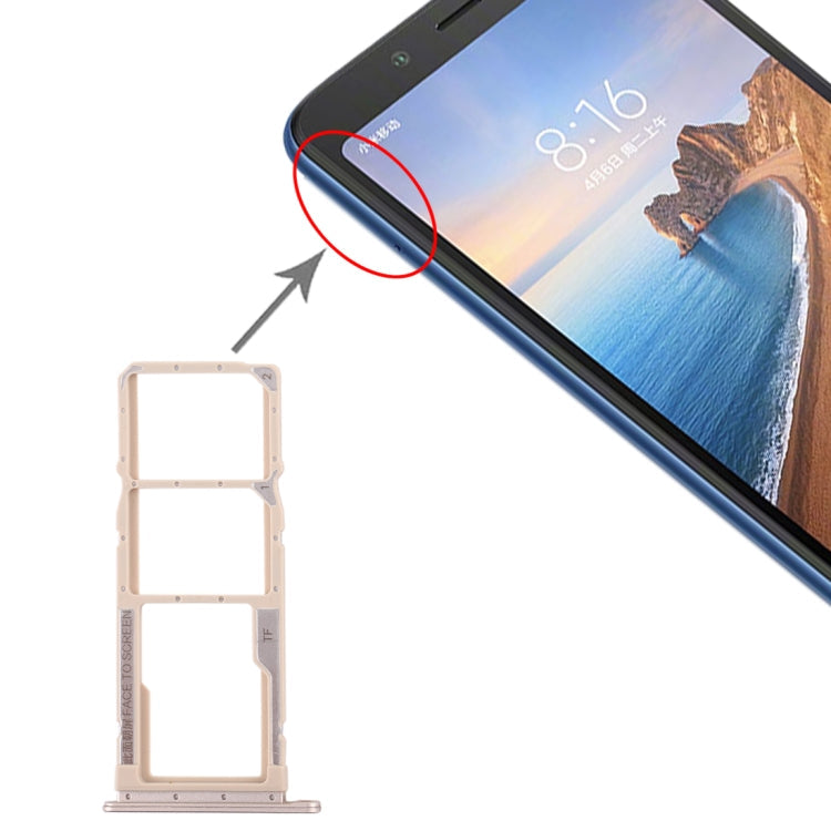 Bandeja Tarjeta SIM + Bandeja Tarjeta SIM + Bandeja Tarjeta Micro SD Para Xiaomi Redmi 7A (Dorado)