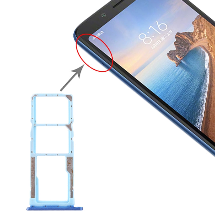 Bandeja de Tarjeta SIM + Bandeja de Tarjeta SIM + Bandeja de Tarjeta Micro SD Para Xiaomi Redmi 7A (Azul)