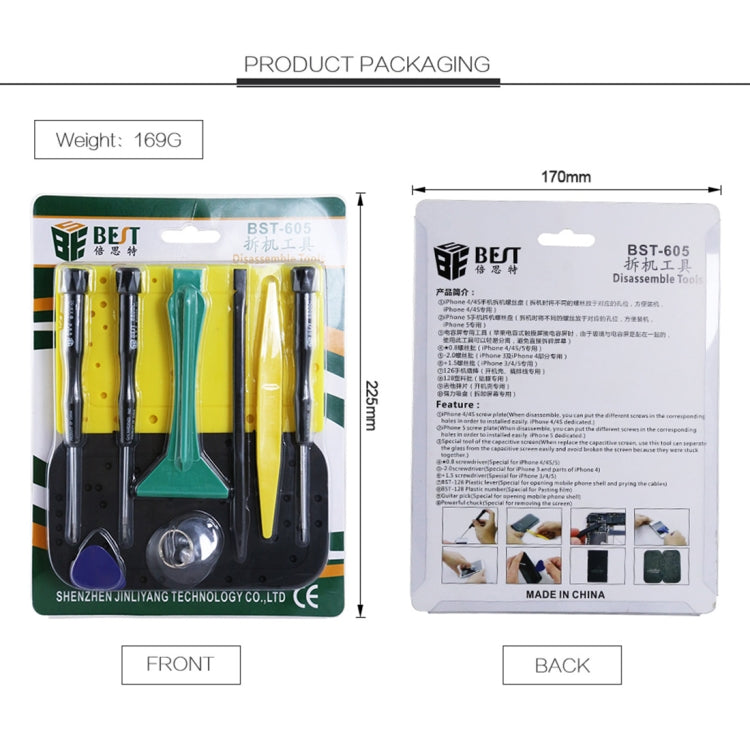 10 in 1 BEST BST-605 Tool Kit Zerlegen von Öffnungswerkzeugen für iPhone 3/4/4S/5