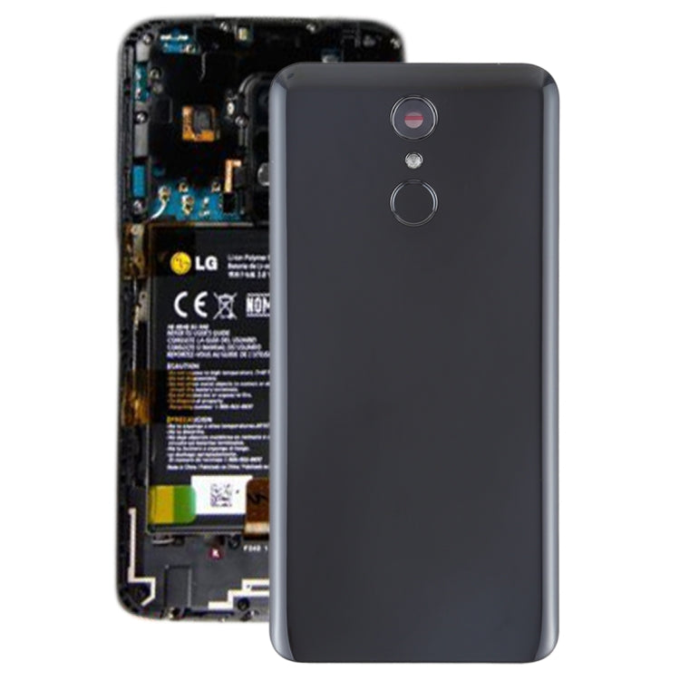 Couvercle de batterie arrière avec objectif de caméra et capteur d'empreintes digitales pour LG Q7 / Q7 + (noir)