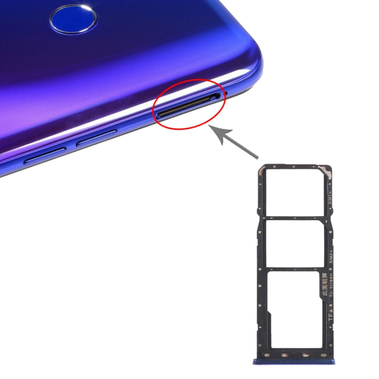 Plateau de carte SIM + plateau de carte SIM + plateau de carte Micro SD pour Oppo Realme 3 Pro / Realme X Lite (Bleu)
