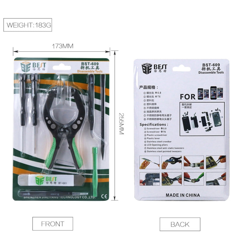 8 en 1 BEST BST-609 Kit d'outils de réparation de téléphone portable Outils d'ouverture