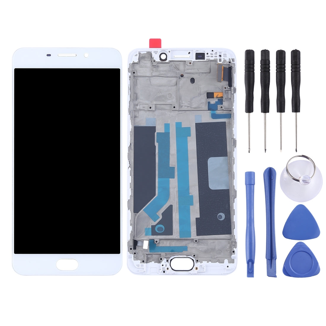 Ecran Complet LCD + Tactile + Châssis Oppo R9 (TFT) Blanc