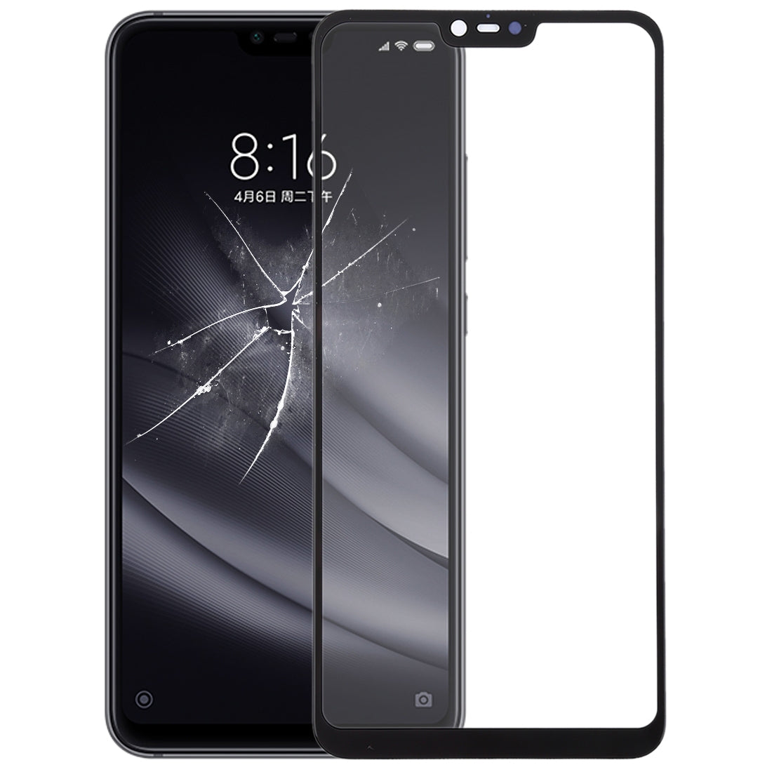 Outer Glass Front Screen Xiaomi Mi 8 Lite Black