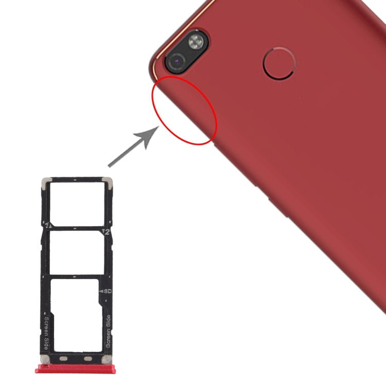 SIM Card Tray + SIM Card Tray + Micro SD Card Tray for Tecno Camon X Pro CA8 (Red)