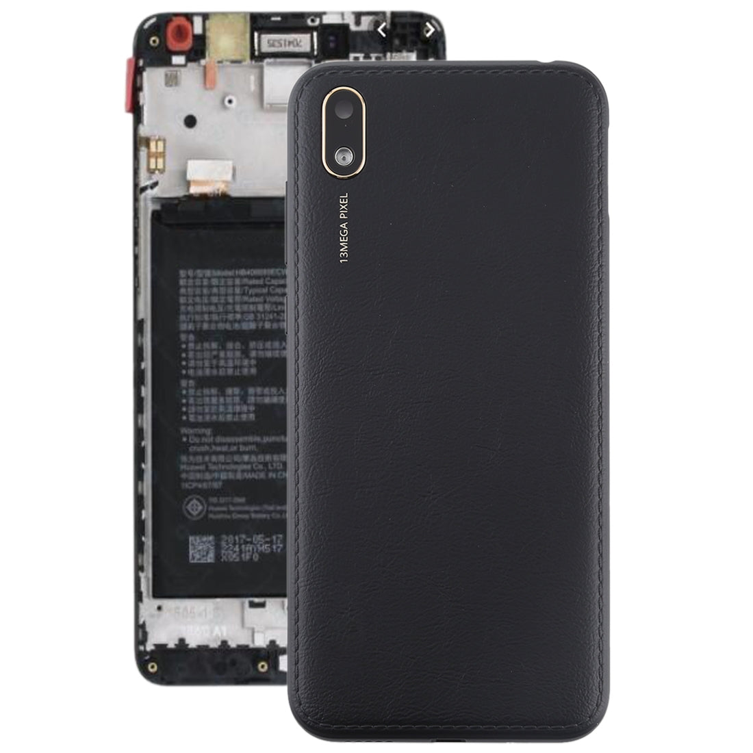 Tapa Bateria Back Cover + Lente Camara Trasera Huawei Y5 2019 Negro