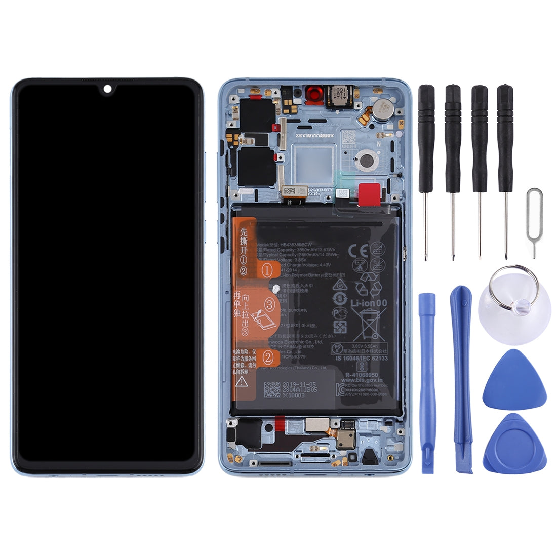 Full Screen LCD + Touch + Frame Huawei P30 Silver