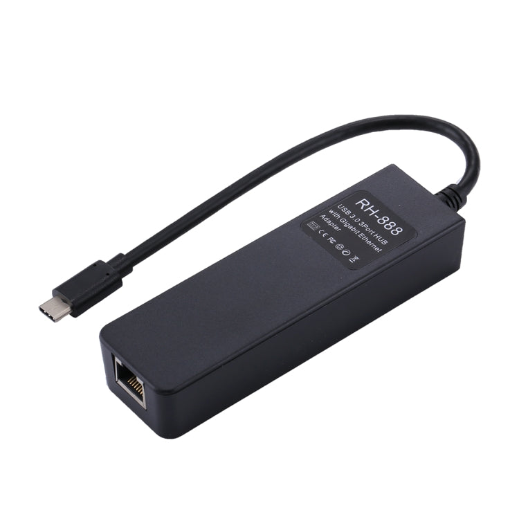 HUB USB 3.0 USB-C / Type-C à 3 ports + Adaptateur Ethernet Gigabit haute vitesse RJ45 Adaptateur LAN multifonction