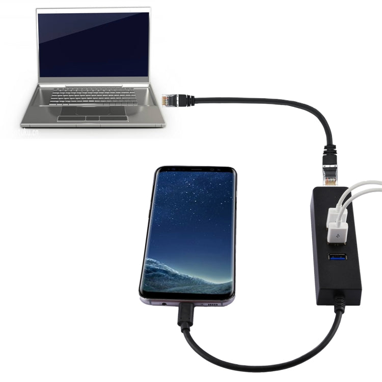 USB-C / Type-C to 3 Port USB 3.0 HUB + RJ45 High Speed ​​Gigabit Ethernet Adapter Multifunction LAN Adapter