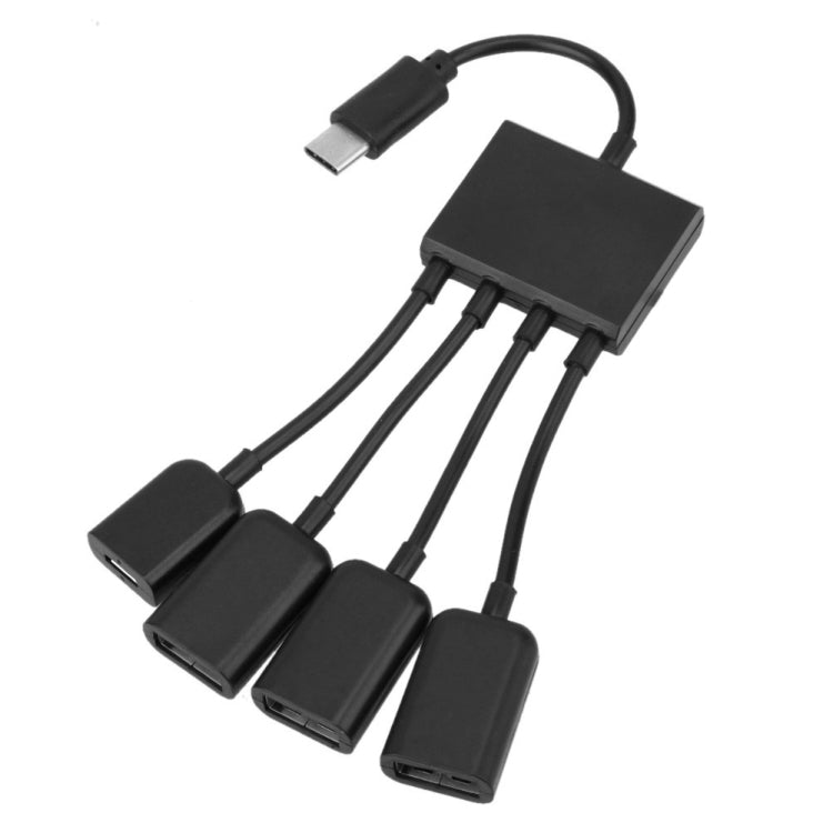 USB-C/Type-C Portable mâle à 3 ports USB femelle + Micro USB femelle charge OTG HUB câble répartiteur connecteur