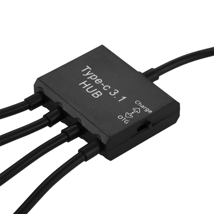 USB-C / Type-C Portátil Macho a 3 Puertos USB Hembra + Micro USB Hembra Carga de energía OTG HUB Cable Conector divisor